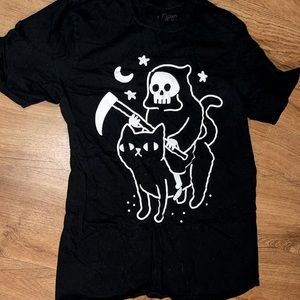 Hot Topic Grim Reaper on Cat T-Shirt